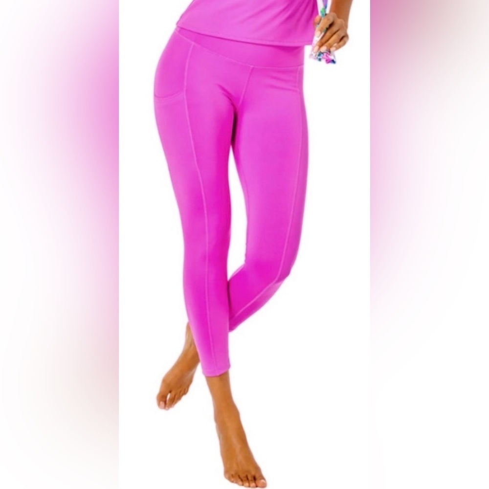 Lilly Pulitzer Weekender High Rise Midi Leggings Wild Fuchsia XXL EUC